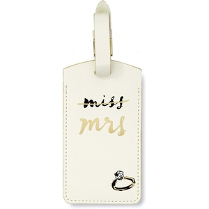 image:imageKate Spade New York White Vegan Leather Luggage Tag Bridal Gift for Bride Cute Travel Tag for Honeymoon Durable Suitcase Tag Miss to Mrs