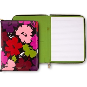 image:imagekate spade new york 1325 x 950 Faux Leather Notepad Zip Folio with Interior Pocket Zipper Close and Pen Loop Painterly Blooms