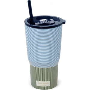 image:imagekate spade new york 20 Ounce Insulated Tumbler for Cold and Hot Drinks with Reusable Straw Stainless Steel Travel Cup with Slide Top Lid Gingham GardenPetite Stripe