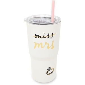 image:imagekate spade new york 20 Ounce Insulated Tumbler for Cold and Hot Drinks with Reusable Straw Stainless Steel Travel Cup with Slide Top Lid Miss to Mrs