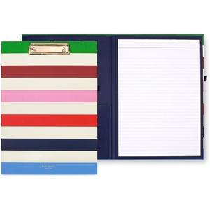 image:imagekate spade new york A4 Clipboard Folio with Low Profile Clip Professional Padfolio Includes Lined Notepad Pen Loop and Pocket Ocean StripeAdventure Stripe