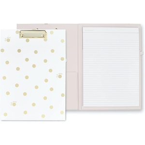 image:imagekate spade new york A4 Clipboard Folio with Low Profile Clip Professional Padfolio Includes Lined Notepad Pen Loop and Pocket Ocean StripeBrushy Rose