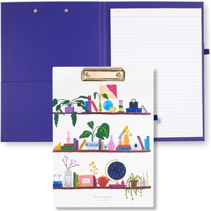 image:imagekate spade new york A4 Clipboard Folio with Low Profile Clip Professional Padfolio Includes Lined Notepad Pen Loop and Pocket Ocean StripeCharmed Library