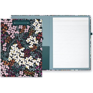 image:imagekate spade new york A4 Clipboard Folio with Low Profile Clip Professional Padfolio Includes Lined Notepad Pen Loop and Pocket Ocean StripeFall Floral