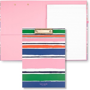image:imagekate spade new york A4 Clipboard Folio with Low Profile Clip Professional Padfolio Includes Lined Notepad Pen Loop and Pocket Ocean StripeOcean Stripe