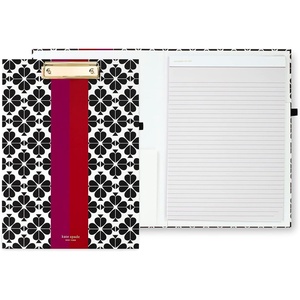 image:imagekate spade new york A4 Clipboard Folio with Low Profile Clip Professional Padfolio Includes Lined Notepad Pen Loop and Pocket Ocean StripeSpade Flower Stripe