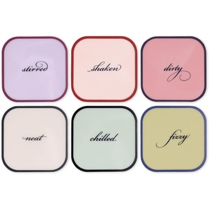 image:imagekate spade new york Acrylic Coaster Set of 6 Drink Coasters with Cocktail Quotes Fun Bar Accessories for Home 35 x 35 Square Design Stirred Shaken Dirty amp More