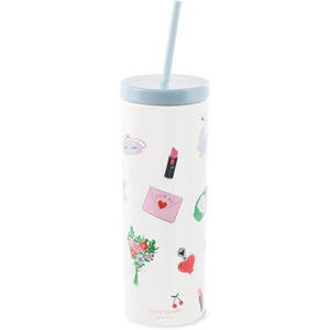image:imagekate spade new york Acrylic Tumbler with Lid and Straw 24 oz Tumbler Slim Double Wall Tumbler Bridal ToileWedding Cake Toss
