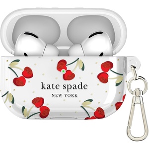 image:imagekate spade new york AirPods Pro Protective Case with Keychain Ring  Multi Floral Black and White Compatible with AirPods Pro 2nd  1st GenerationCherry Dot