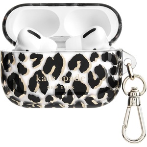 image:imagekate spade new york AirPods Pro Protective Case with Keychain Ring  Multi Floral Black and White Compatible with AirPods Pro 2nd  1st GenerationCity Leopard
