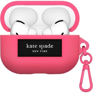 image:imagekate spade new york AirPods Pro Protective Case with Keychain Ring  Multi Floral Black and White Compatible with AirPods Pro 2nd  1st GenerationPom Pom Pink