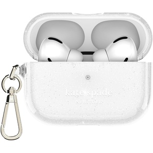 image:imagekate spade new york AirPods Pro Protective Case with Keychain Ring  Multi Floral Black and White Compatible with AirPods Pro 2nd  1st GenerationThat Sparkle Silver