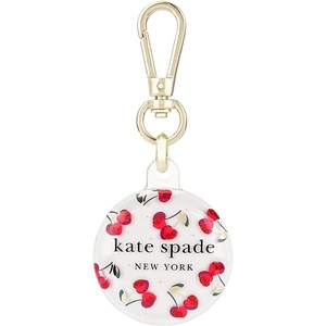 image:imagekate spade new york AirTag Holder with Gold Ring Clip  Protective Case for Apple AirTag  Hollyhock CreamCherry Dot