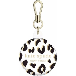 image:imagekate spade new york AirTag Holder with Gold Ring Clip  Protective Case for Apple AirTag  Hollyhock CreamCity Leopard