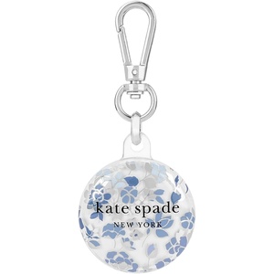 image:imagekate spade new york AirTag Holder with Gold Ring Clip  Protective Case for Apple AirTag  Hollyhock CreamFlowerbed Blue