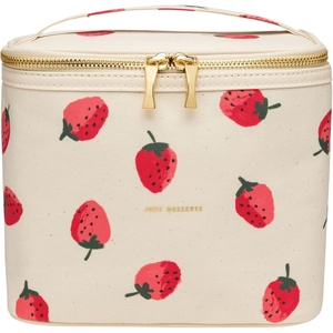 image:imagekate spade new york Beige Lunch Bag Small Insulated Lunch Tote Thermal Bag with Double Zipper and Carrying Handle Strawberries