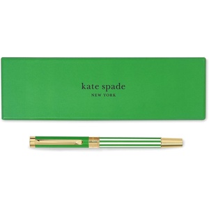 image:imagekate spade new york Black Ink Ballpoint Pen with Reusable Gift Box Professional Office Pen for Women Accepts Standard Refills Modern LeopardGreen Pastry Stripe