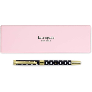 image:imagekate spade new york Black Ink Ballpoint Pen with Reusable Gift Box Professional Office Pen for Women Accepts Standard Refills Modern LeopardPolka Dots blackwhite