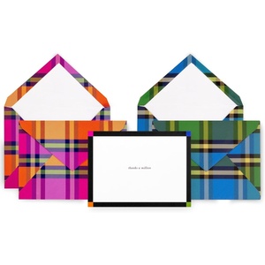 image:imagekate spade new york Blank Thank You Cards for Holidays and Celebrations Stationery Set with 10 Cards and Envelopes Grand Plaid Duo375 inches x 5125 inches