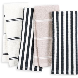 image:imagekate spade new york Botanical Stripe Kitchen Towels 4Pack Set Absorbent 100 Cotton BlackBeige 17x28BlackBeige