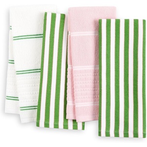 image:imagekate spade new york Botanical Stripe Kitchen Towels 4Pack Set Absorbent 100 Cotton BlackBeige 17x28GreenPink