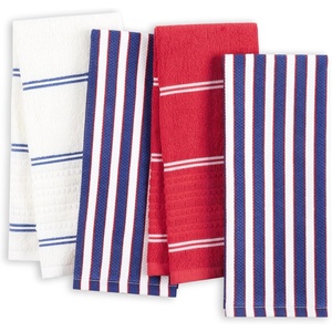 image:imagekate spade new york Botanical Stripe Kitchen Towels 4Pack Set Absorbent 100 Cotton BlackBeige 17x28Navy BlueRed