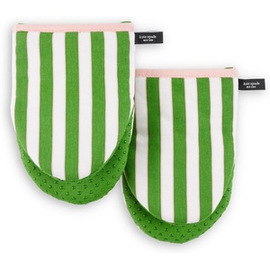 image:imagekate spade new york Botanical Stripe Mini Oven Mitt 2Pack Set 55 x 8 GreenPinkGreenPink