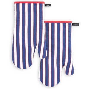 image:imagekate spade new york Botanical Stripe Oven Mitt 2Pack Set 7 x 13 GreenPinkNavy BlueRed