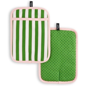 image:imagekate spade new york Botanical Stripe Pot Holder 2Pack Set 7 x 10 GreenPinkGreenPink