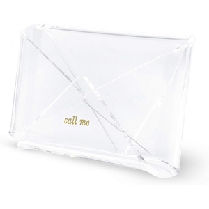 image:imagekate spade new york Business Card Holder for Women Stylish Clear Acrylic Business Card Organizer for Desktop Call Me