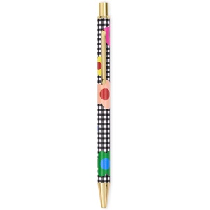 image:imagekate spade new york Click Pen Gold Metal Pen for Note Taking Pen With Clip and Click Button Gingham Garden
