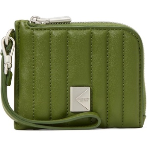 image:imagekate spade new york Deco Quilted Leather Coin Card case WristletQuilted Jungle Vine