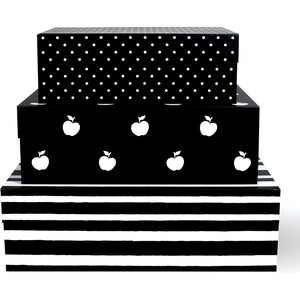 image:imagekate spade new york Decorative Storage Boxes with Lids 3 Pack Sturdy Organizer Storage Bins Includes Small Medium Large Pink Nesting Boxes with Magnetic Closure Gold Dot with ScriptDots and Stripes