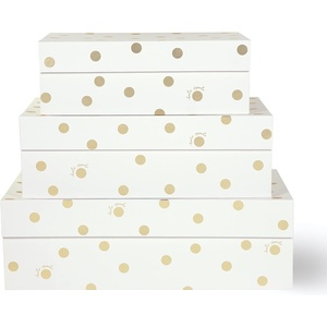 image:imagekate spade new york Decorative Storage Boxes with Lids 3 Pack Sturdy Organizer Storage Bins Includes Small Medium Large Pink Nesting Boxes with Magnetic Closure Gold Dot with ScriptGold Dot with Script
