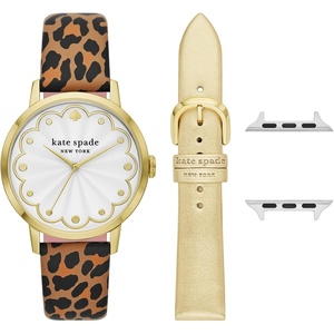 image:imagekate spade new york Designer Interchangeable Leather or Nylon Band Compatible with Your 384041mm andor 42444549mm Apple Watch Series 987654321SE andor Ultra Series 12GoldAnimal Print