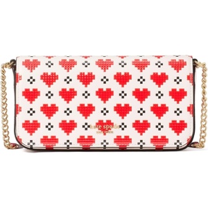 image:imagekate spade new york Devin Colorblocked Saffiano Leather Flap Chain WalletPixel Hearts Cream Multi