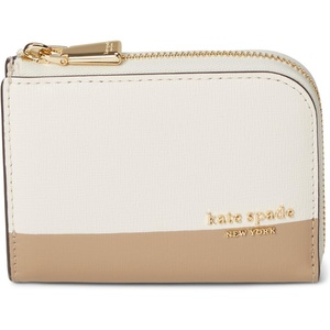 image:imagekate spade new york Devin Colorblocked Saffiano Leather Zip Card Case Timeless Taupe Multi
