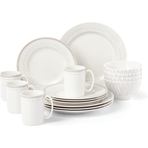 image:imagekate spade new york Dinnerware Porcelain Plates Charlotte Street Grey Collection Accent Plate Taupe16Piece Place Setting
