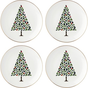 image:imagekate spade new york Evergreen Large Lit Tree Figurine Christmas amp Holiday DecorAccent Plates  Set of 4