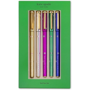 image:imagekate spade new york Fine Point Pen Set of 5 Plastic Colorful Metallic Pens Fine Tip Colored Ink Pens for Precise Writing and Journaling Metallic Dots