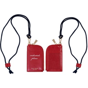 image:imagekate spade new york ID Badge Holder with Lanyard Vegan Leather Slim Card Wallet with Zipper Name Tag Case for Work School or Travel ColorblockCredentials Please