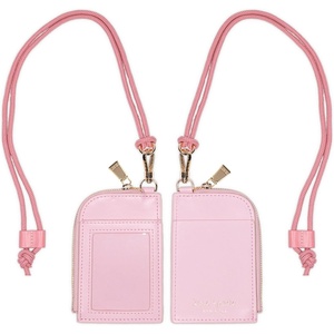 image:imagekate spade new york ID Badge Holder with Lanyard Vegan Leather Slim Card Wallet with Zipper Name Tag Case for Work School or Travel ColorblockPink