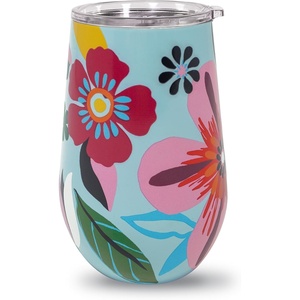 image:imagekate spade new york Insulated Stainless Steel Wine Tumbler 16 Ounce Double Wall Tumbler Floral Stemless Travel Cup with Lid Hidden GardenSafari Floral