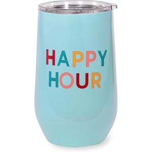 image:imagekate spade new york Insulated Stainless Steel Wine Tumbler 16 Ounce Double Wall Tumbler Stemless Travel Cup with Lid Goddess StripeHappy Hour