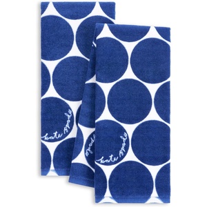 image:imagekate spade new york Joy Dot Kitchen Towels 2Pack Set Absorbent 100 Cotton Velour Navy BlueCream 17x28Navy BlueCream