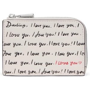 image:imagekate spade new york Mini Zip Card Case Banana Printed Leather Mini Zip Card CaseCream I Love You Script