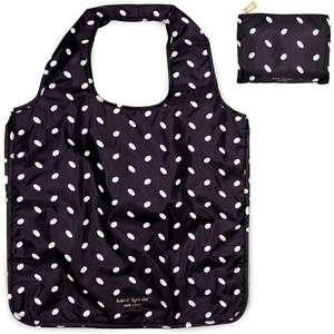 image:imagekate spade new york Reusable Produce Bags Shopping Tote with Zipper Storage Pouch Lightweight Foldable Grocery BagAlmond Dot
