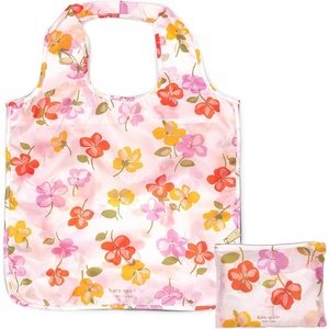 image:imagekate spade new york Reusable Produce Bags Shopping Tote with Zipper Storage Pouch Lightweight Foldable Grocery BagSpring Pansies