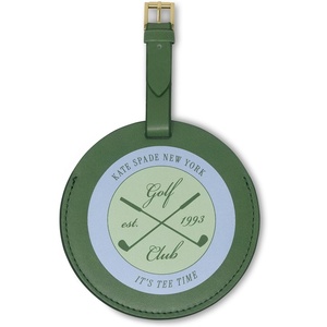 image:imagekate spade new york Round Vegan Leather Country Club Style Luggage Tag Durable Suitcase ID Tag with Privacy Flap Golf Club Crest