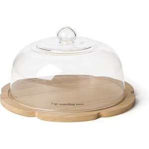 image:imagekate spade new york Serveware What A Treat Dessert Cloche Wood Stand Glass Cover Dishwasher Safe 649Inch Height Cupcake Stand Dining Table Centerpiece Snacks Cake Plate Brown 2 Piece